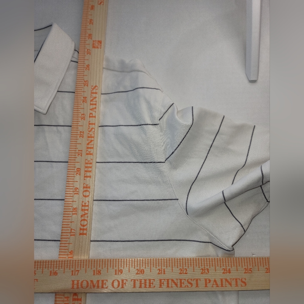 Untuckit White Horizontal Strip Short Sleeve Collared Golf Polo Mens Sz 2XL - Picture 3 of 8